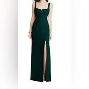 NWT After Six Evergreen Crepe V notch bodice maxi dress size 14